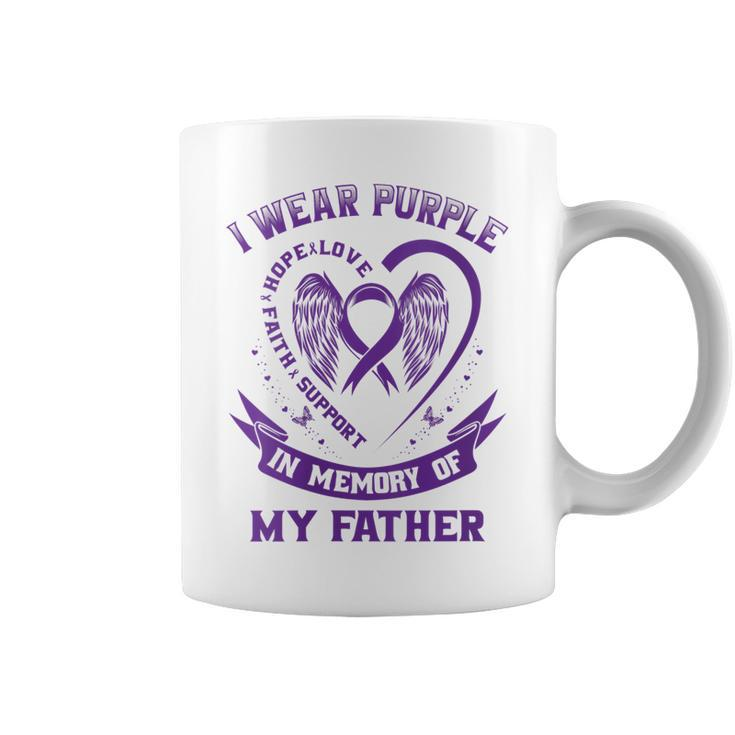 Womens Purple In Memory Of Father Dad Pancreatic Cancer Awareness  Coffee Mug
