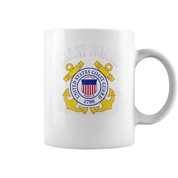Womens Womens US Coast Guard Proud Aunt With American Flag   Coffee Mug