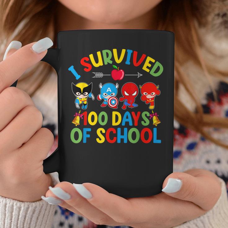 I Survived 100 Days Of School Teacher & Kid Gift Superheroes  Coffee Mug