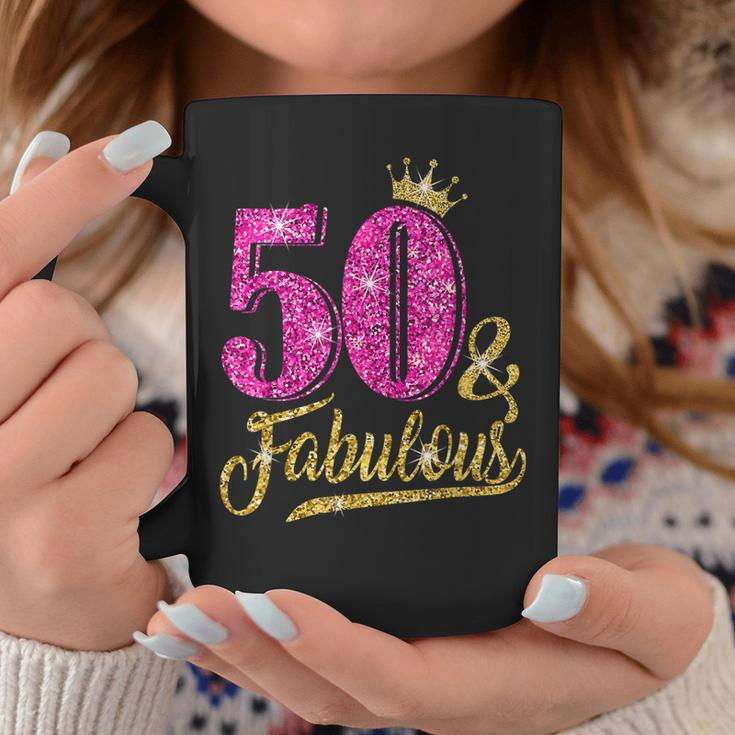 50 Years Old Gift 50 & Fabulous 50Th Birthday Pink Crown Coffee Mug Unique Gifts