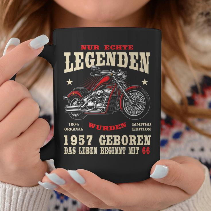 66. Geburtstag Biker Tassen für Herren, Motorrad Chopper 1957 Design Lustige Geschenke