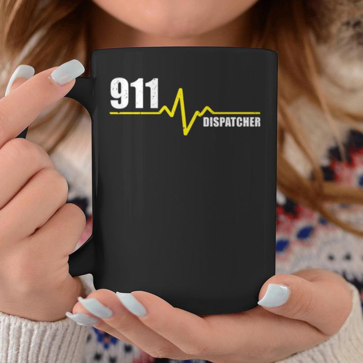 911 Dispatcher Heartbeat Thin Gold Line Coffee Mug Unique Gifts