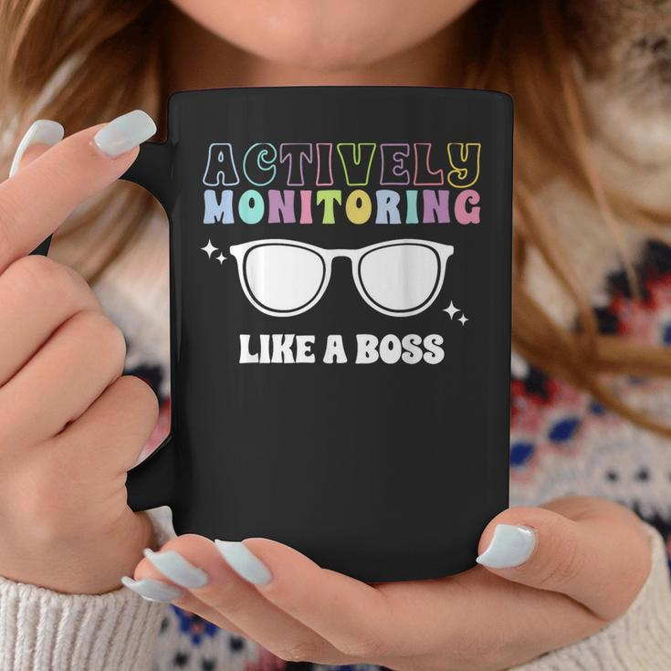 Actively Monitoring Like A Boss Testing Day Funny Teacher Coffee Mug Personalized Gifts