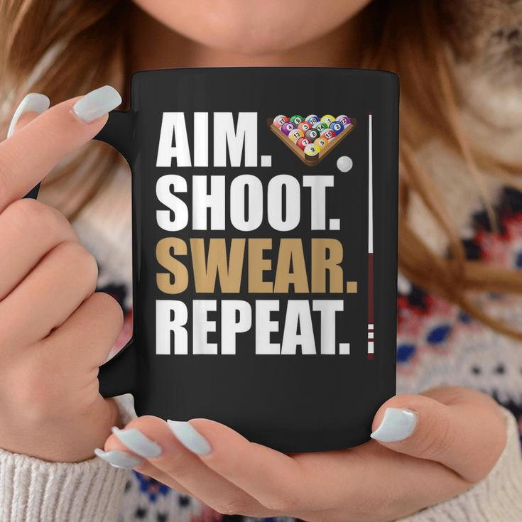 Aim Shoot Swear Repeat Pool Billiard Snooker  Coffee Mug Personalized Gifts