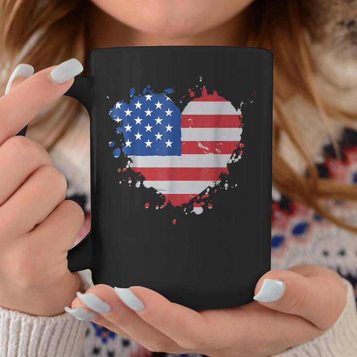America Love Flag Usa Heart 4Th Of July American Proud Girl Coffee Mug Personalized Gifts