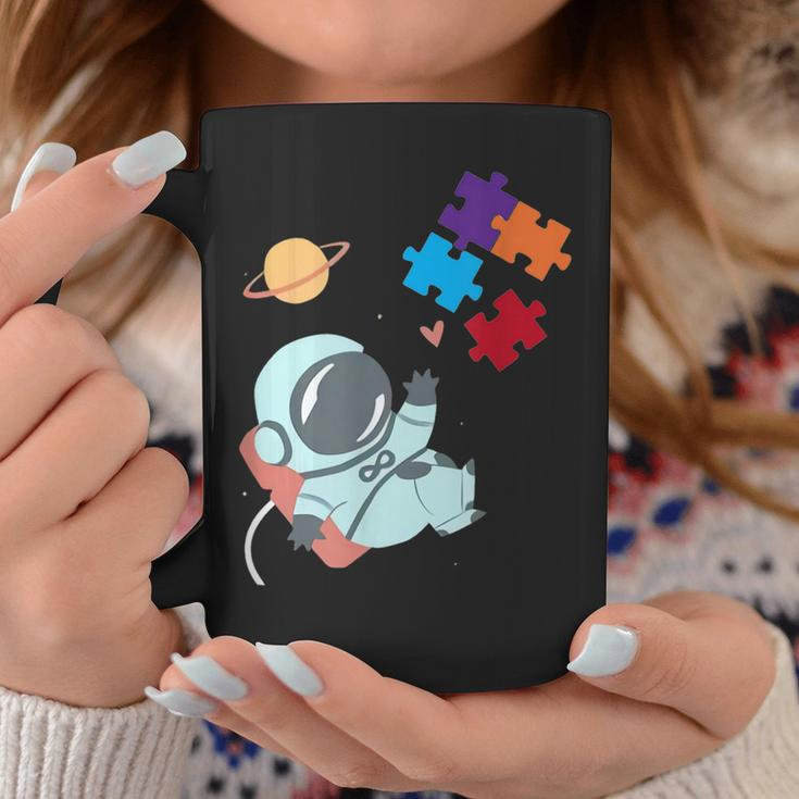 Autism Awareness Astronaut Puzzle Pieces Space Mom Dad Kids Coffee Mug Unique Gifts