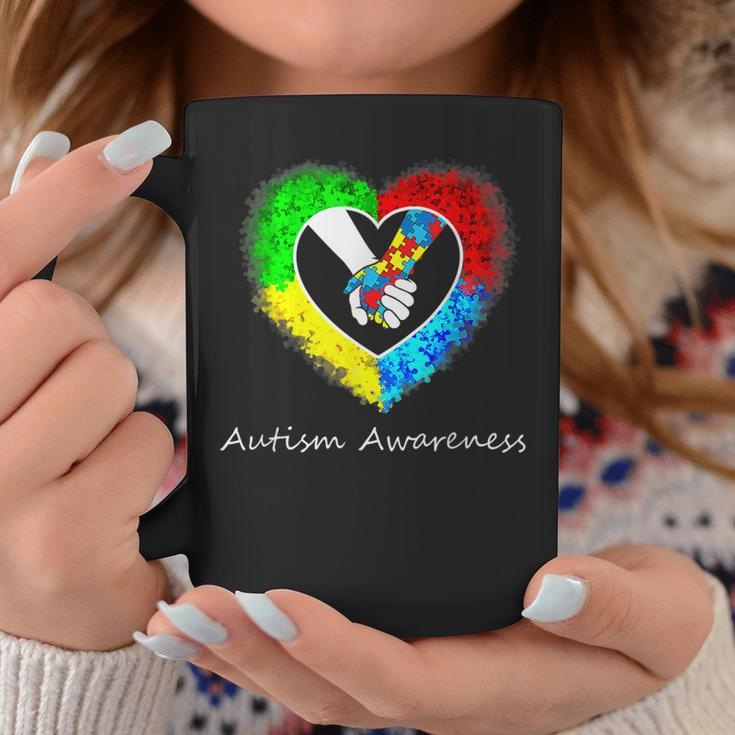 Autism Awareness Hands In Heart Puzzle Pieces Coffee Mug Funny Gifts