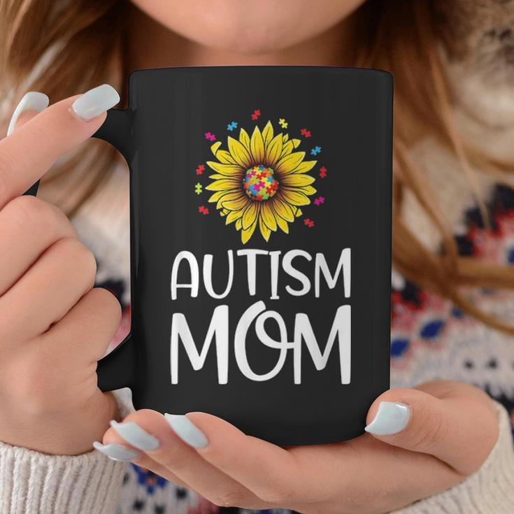 Autism Mom Gift Puzzle Piece Sunflower Autism Awareness Coffee Mug Funny Gifts