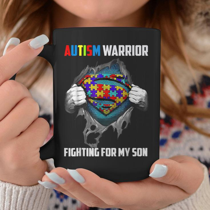 Autism Warrior Fighting For My Son Autism Mom Dad Parents Coffee Mug Unique Gifts