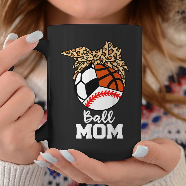 Ball Mom Funny Baseball Soccer Basketball Leopard Mom Coffee Mug Unique Gifts