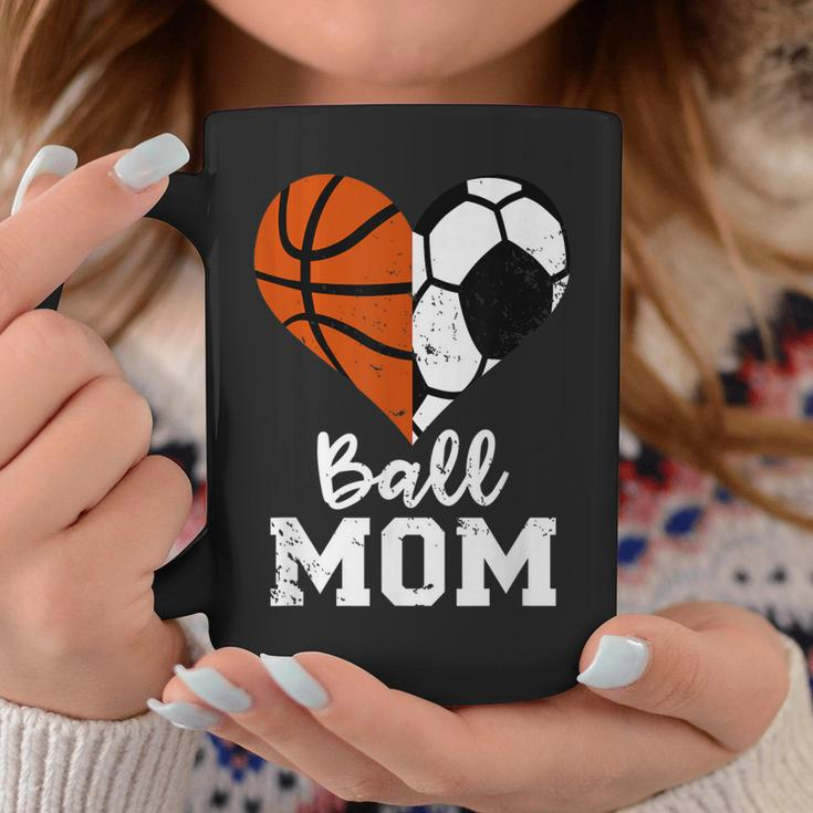 Ball Mom Heart Funny Soccer Basketball Mom Coffee Mug Unique Gifts
