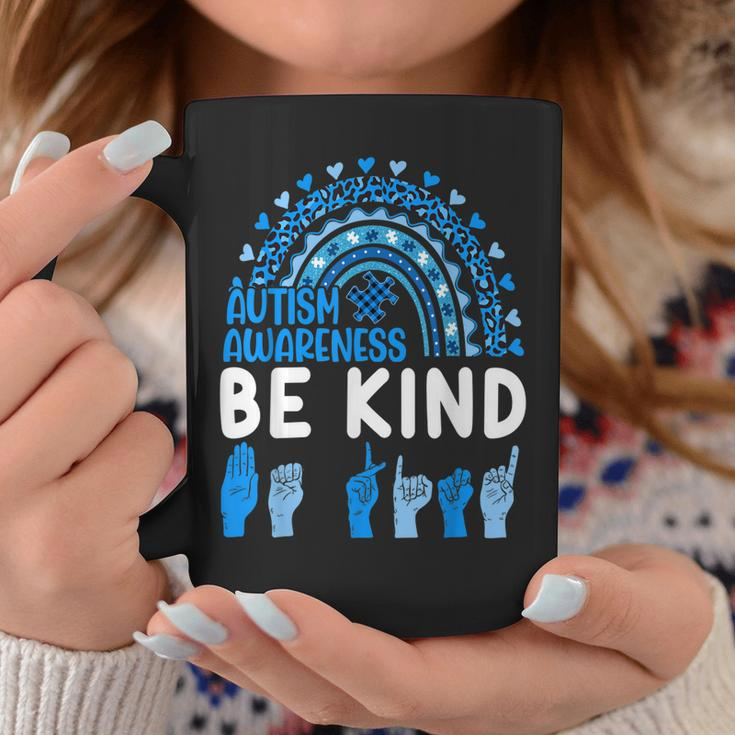Be Kind Autism Awareness Rainbow Trendy Women Girls Leopard Coffee Mug Unique Gifts