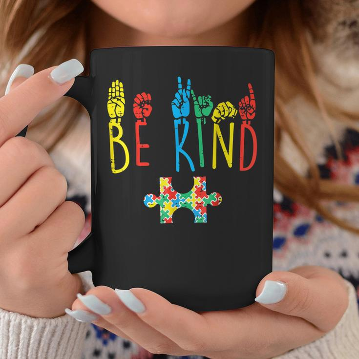 Be Kind Hand Sign Language Puzzle Autism Awareness Asl Mom Coffee Mug Unique Gifts