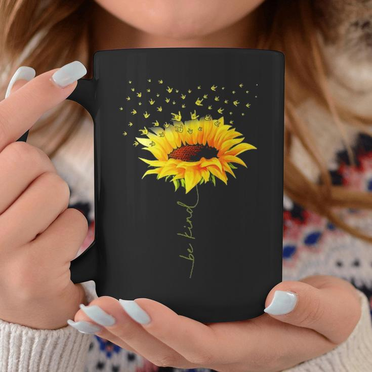 Be Kind Hippie Sunflower I Love You Deaf Asl Sign Language Coffee Mug Funny Gifts