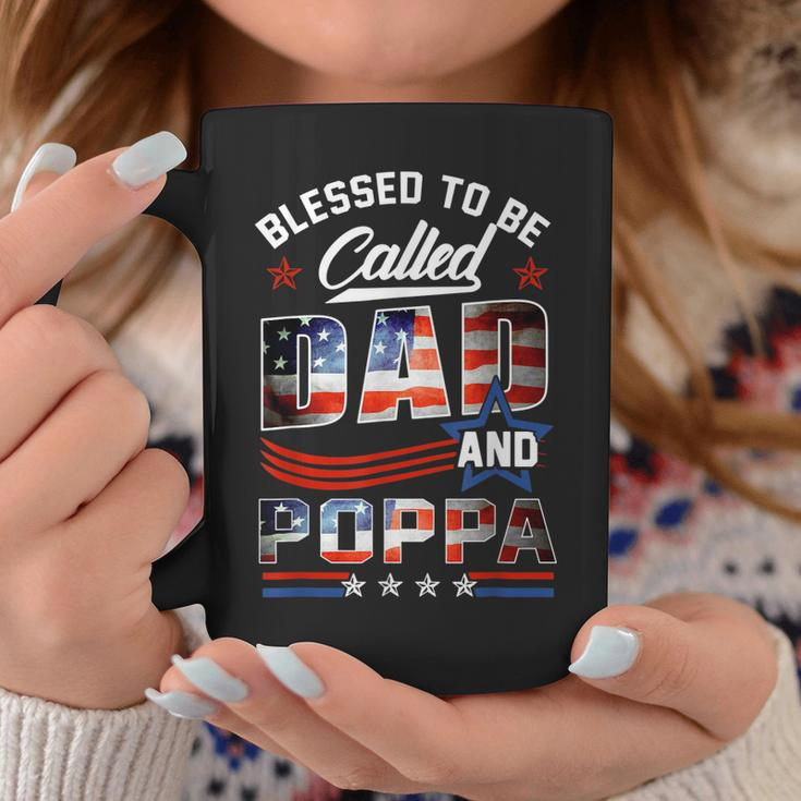 Blessed To Be Called Dad And Poppa Fathers Day America Flag Gift For Mens Coffee Mug Unique Gifts