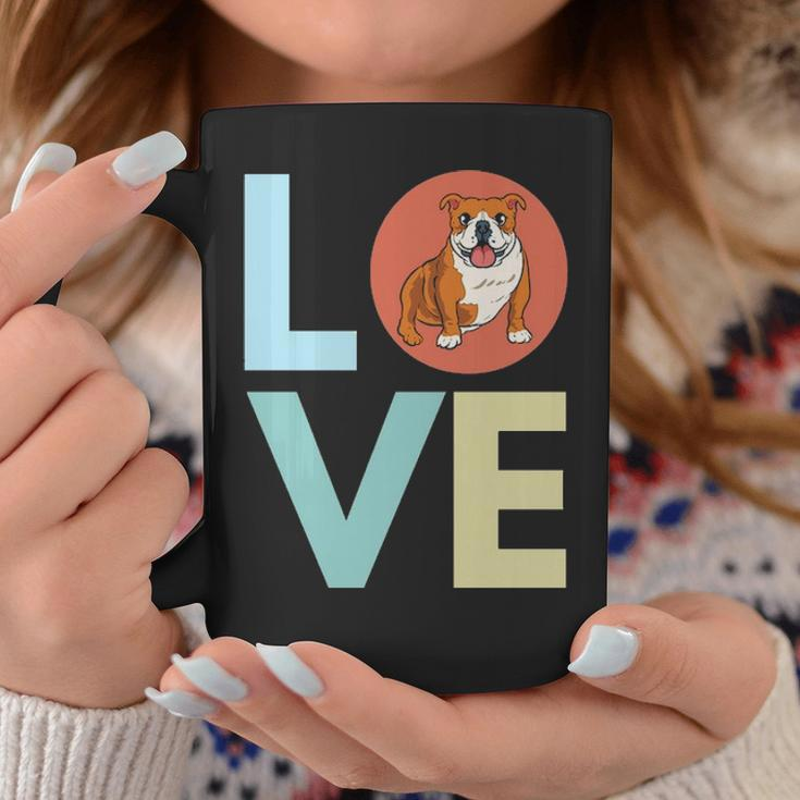 Bulldog Love Retro Text Cute Bulldog Graphic Art Dog Mom Coffee Mug Funny Gifts