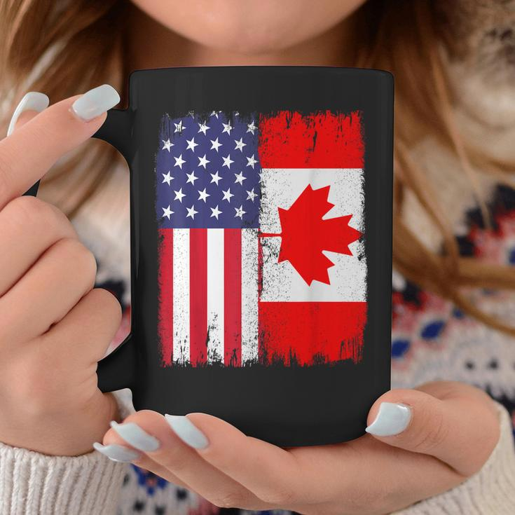 Canadian Canada Heritage Proud Half Canadian American Flag Coffee Mug Personalized Gifts