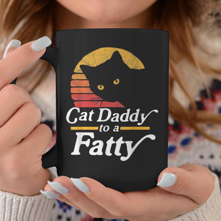 Cat Daddy To A Fatty Funny Vintage 80S Sunset Fat Chonk Dad Coffee Mug Funny Gifts