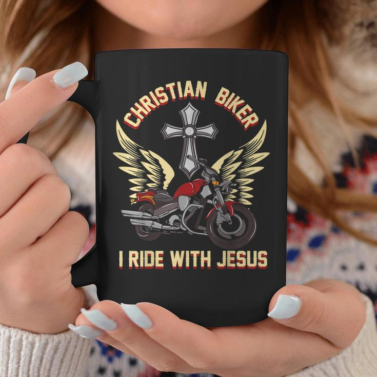 Christian Biker I Ride With Jesus Motorcycle Rider Coffee Mug Unique Gifts