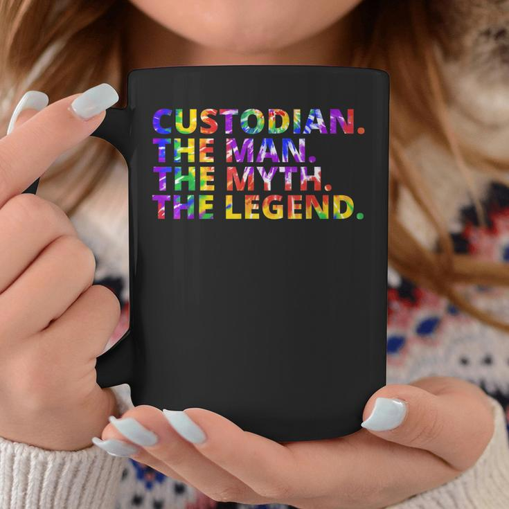 Custodian The Man The Myth The Legend Tie Dye Back To School Coffee Mug Funny Gifts