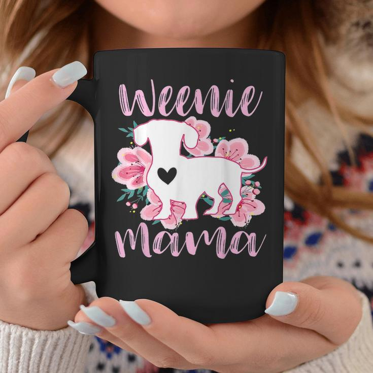 Dachshund Mama Wiener Dog Pink Flowers Cute Weenie Mom Gift Coffee Mug Funny Gifts