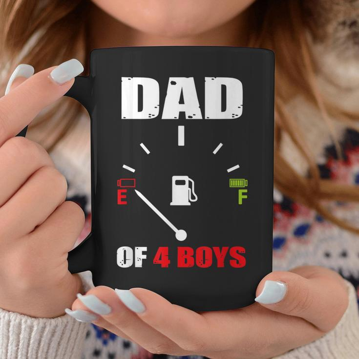 Dad Of 4 Boys Vintage Dad Battery Low Fathers Day Coffee Mug Funny Gifts
