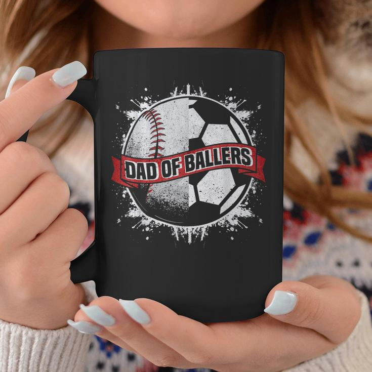 Dad Of Both Baseball Soccer Dad Of Ballers Gift For Mens Coffee Mug Unique Gifts