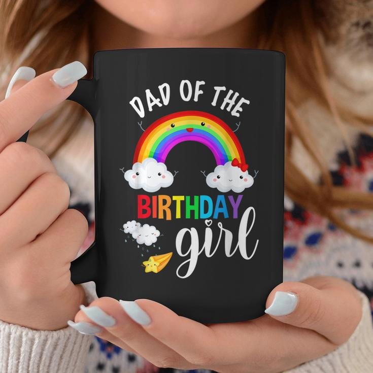 Dad Of The Birthday Girl Rainbow B-Day Matching Family Coffee Mug Personalized Gifts