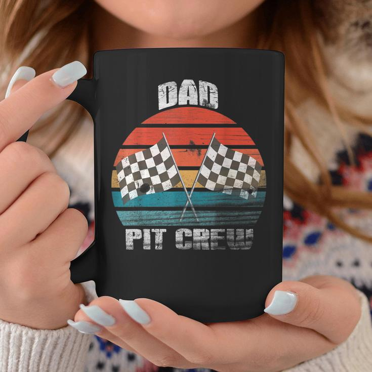 Dad Pit Crew Race Car Chekered Flag Vintage Racing Party Coffee Mug Funny Gifts