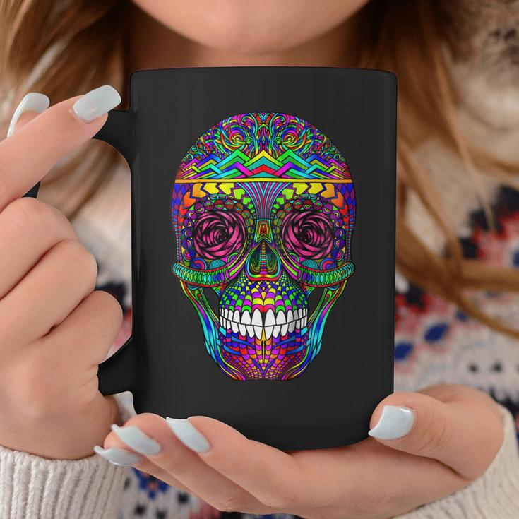 Day Of The Dead Rainbow Skull Dia De Los Muertos Coffee Mug Unique Gifts