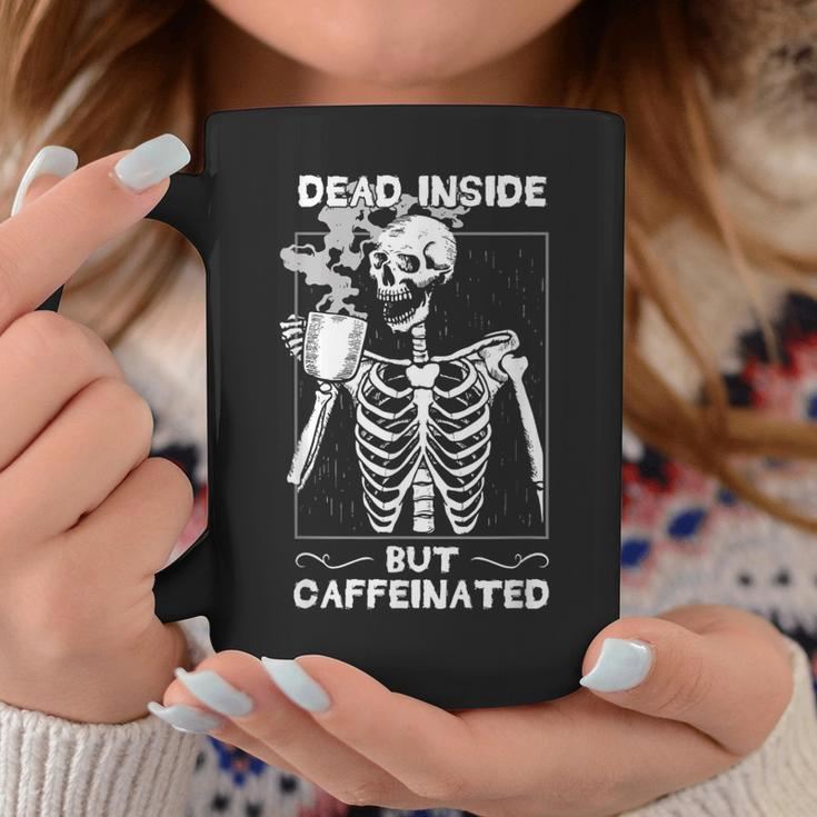Dead Inside But Caffeinated Skeleton Drinking Coffee Funny Coffee Mug Funny Gifts