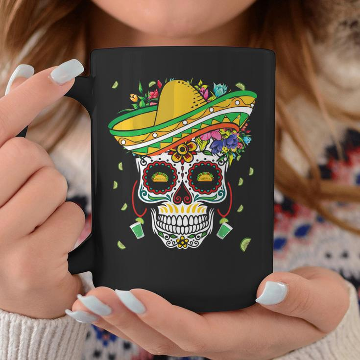 Dia De Los Muertos Colorful Bone Taco Happy Cinco De Mayo Coffee Mug Unique Gifts
