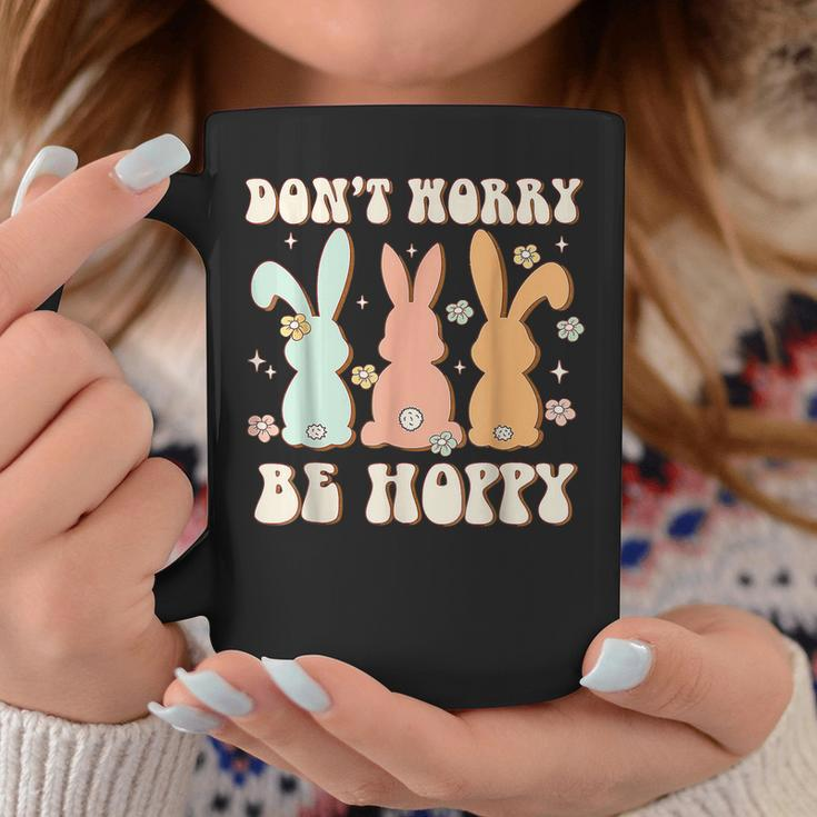 Dont Worry Be Hoppy Rabbit Cute Bunny Flowers Easter Day Coffee Mug Unique Gifts