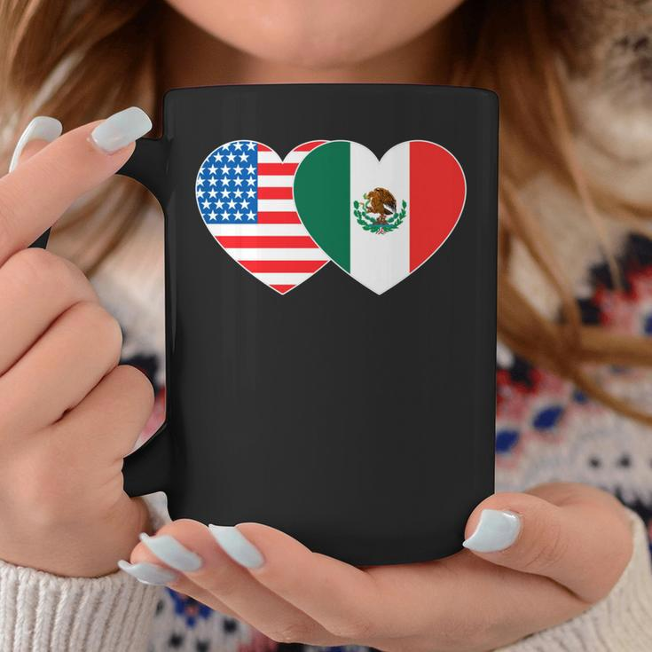 Doppelherz Mexiko & USA Flagge Langarmshirt für mexikanisch-amerikanische Patrioten Tassen Lustige Geschenke