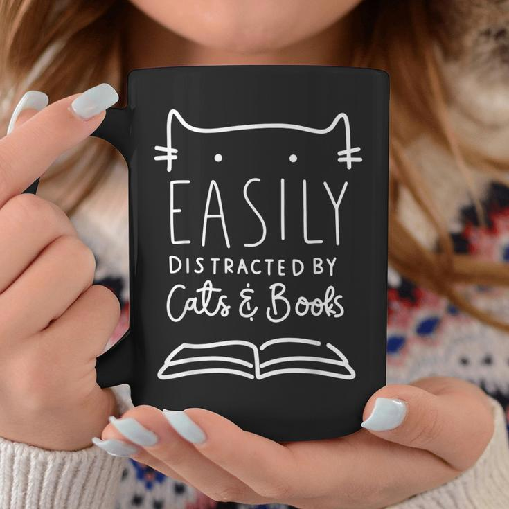 Easily Distracted Cats And Books Funny Gift For Cat Lovers Coffee Mug Unique Gifts