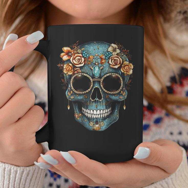 Floral Mexican Skull Day Of The Dead Dia De Muertos Women Coffee Mug Unique Gifts