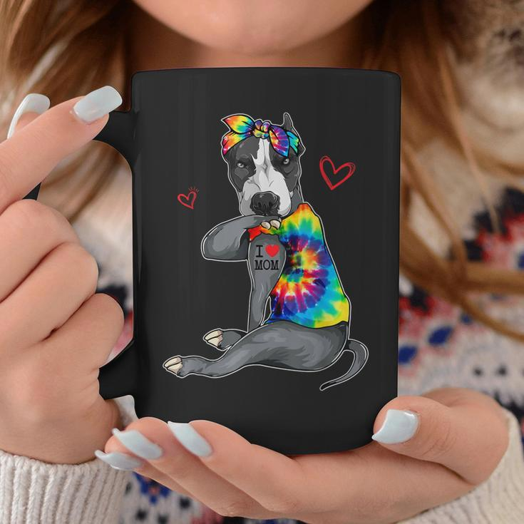 Funny I Love Mom Tattoo Pitbull Dog Mom Owner Mothers Day Coffee Mug Unique Gifts