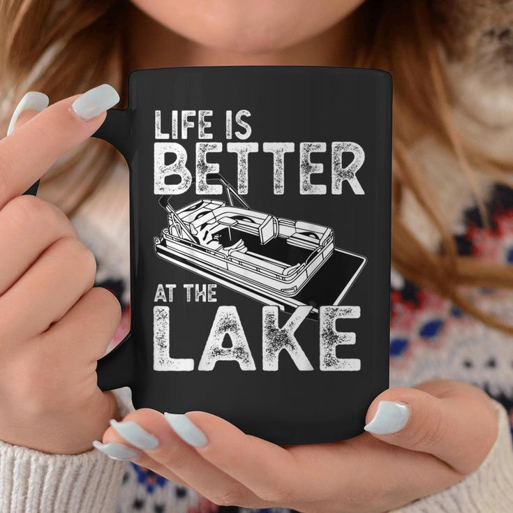 Funny Pontoon Captain Life Is Better At The Lake Boating Coffee Mug Funny Gifts