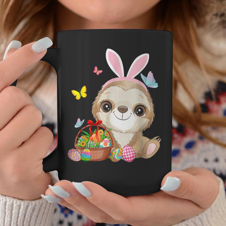 Funny Sloth Bunny Ear With Eggs Basket Easter Costume Rabbit Coffee Mug Unique Gifts