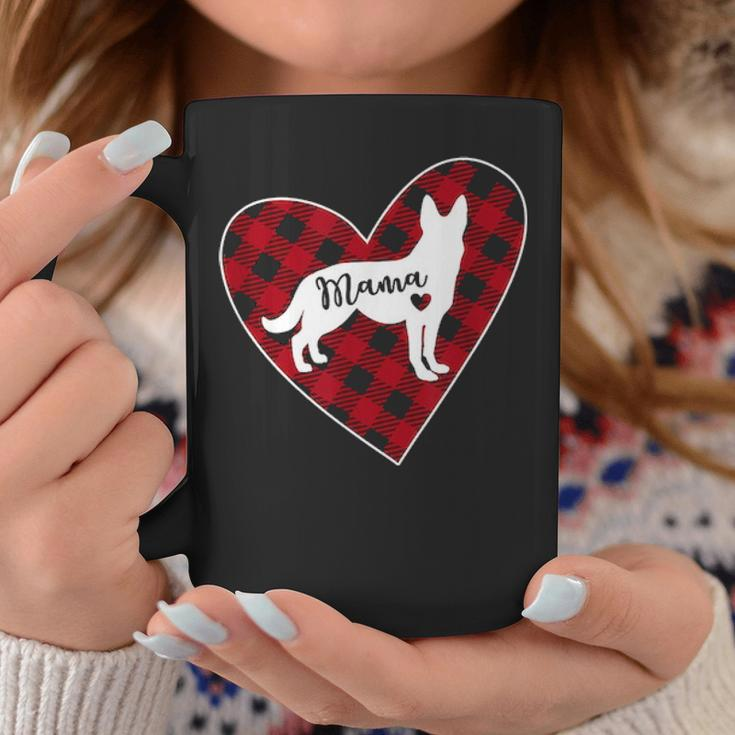 German Shepherd Mom Buffalo Plaid Heart Lover Gift Coffee Mug Funny Gifts