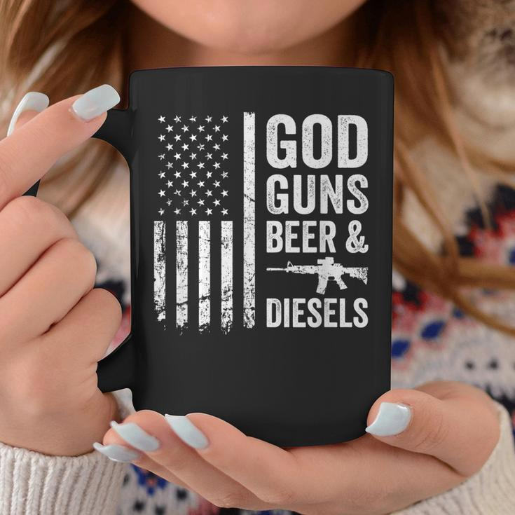 God Guns Beer & Diesels Diesel Truck Mechanic Usa Flag Coffee Mug Unique Gifts