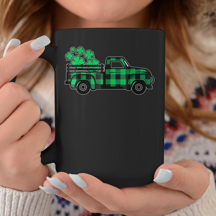 Green Buffalo Plaid Shamrock Pickup Truck St Patricks Day Coffee Mug Personalized Gifts