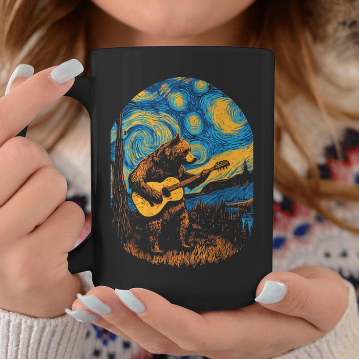 Grizzly Bear Blues Guitar-Player Starry-Night Music Coffee Mug Unique Gifts