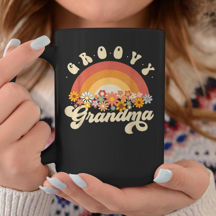 Groovy Grandma Retro Rainbow Colorful Flowers Design Coffee Mug Unique Gifts