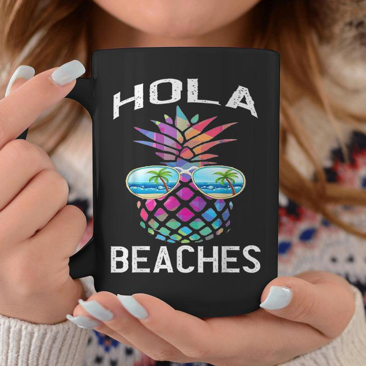 Hawaiian Funny Beach Vacation Summer Pineapple Hola Beaches Coffee Mug Unique Gifts