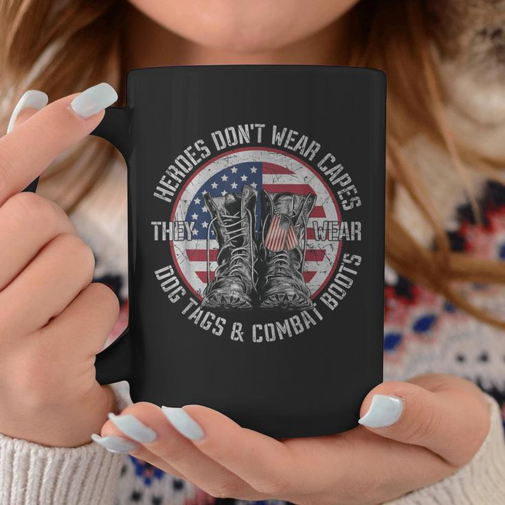 Heroes Dont Wear Capes They Wear Dog Tags & Combat Boots V2 Coffee Mug Funny Gifts