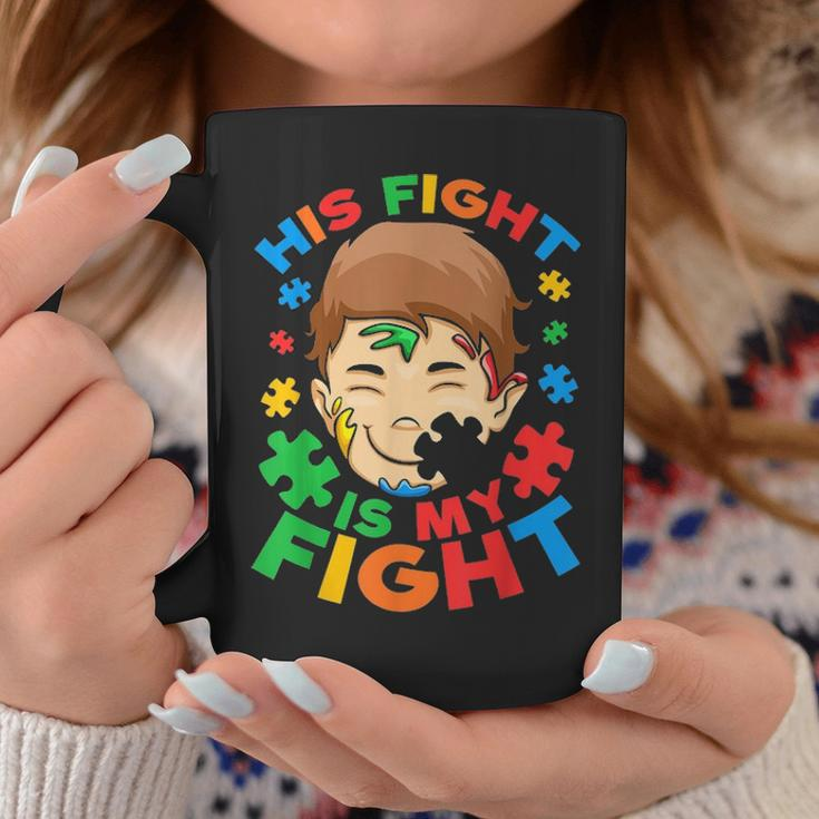 His Fight Is My Fight Autism Awareness Mom Dad Autism Coffee Mug Funny Gifts