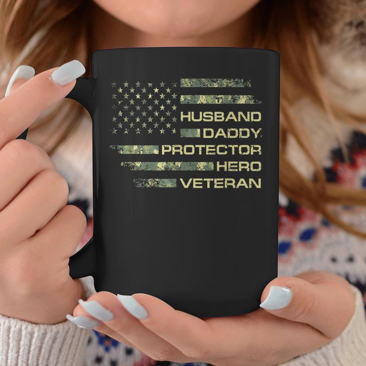 Husband Daddy Protector Hero Veteran Usa Flag Camouflage Dad Gift For Mens Coffee Mug Unique Gifts