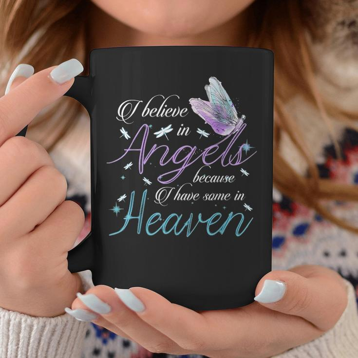 I Believe In Angels Because I Have Some In Heaven Mom & Dad Coffee Mug Funny Gifts