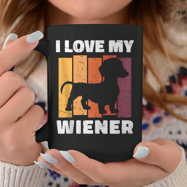 I Love My Wiener Dog Funny Dachshund Dad Dog Lover Pun Coffee Mug Funny Gifts